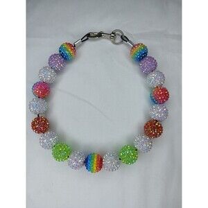 Handmade Sparkly Gypsy Beaded Dog Puppy Collar Necklace Jewelry Durable 17.5"